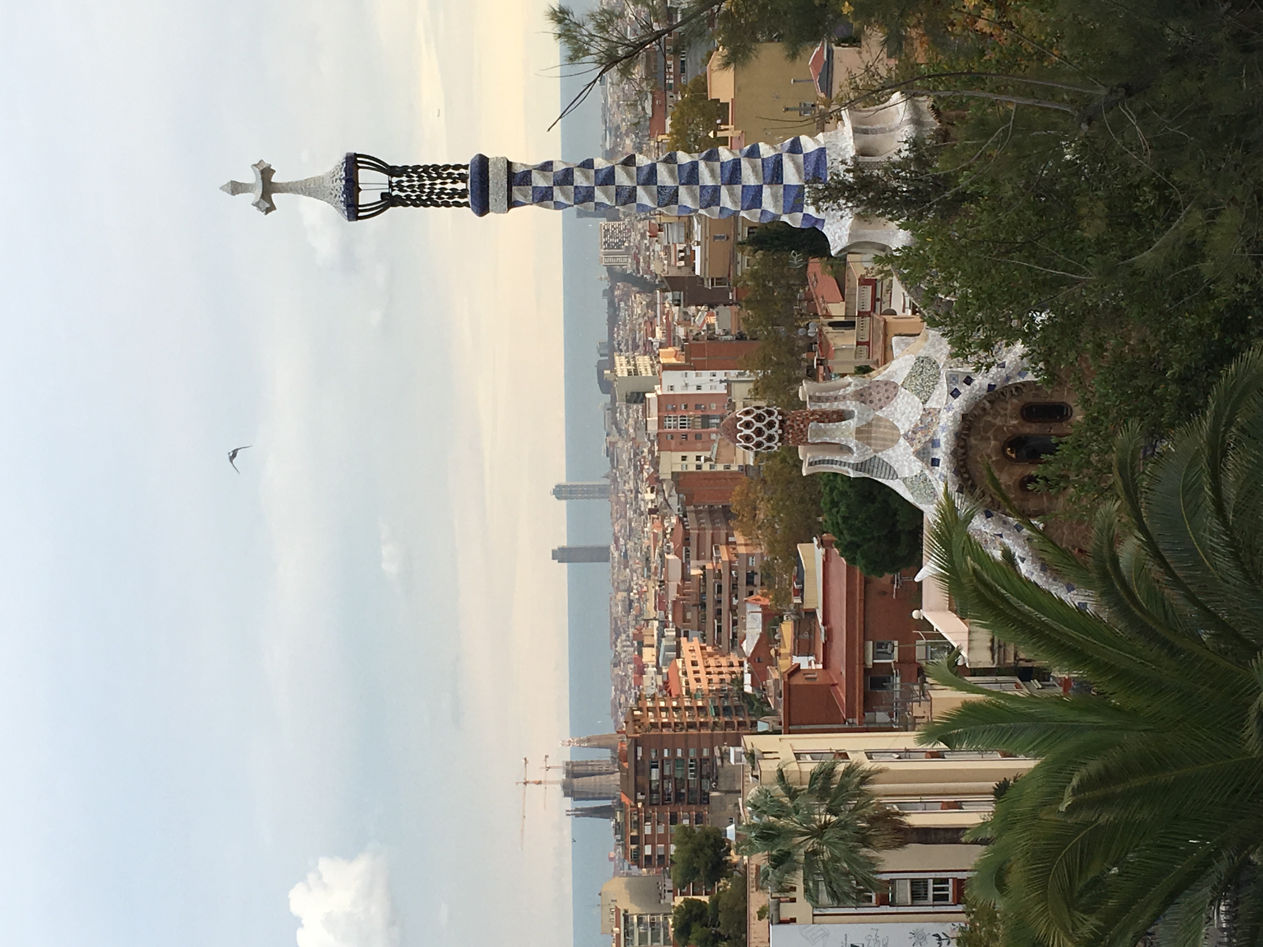 A view over the Barcelona skyline out to the sea