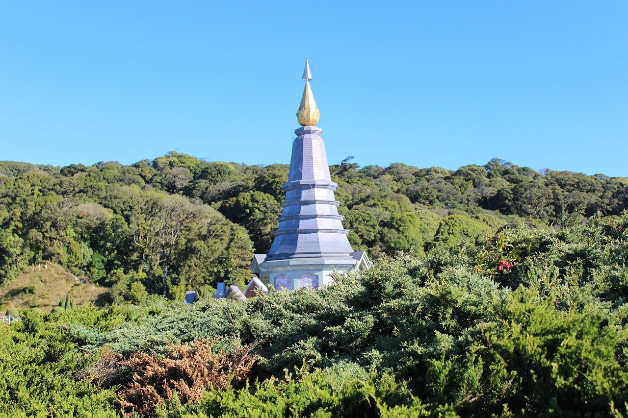 A blue tower in the forest at Chiang Mai