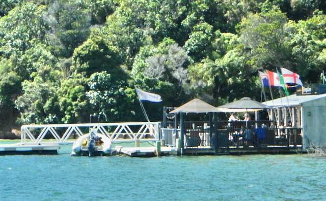 The Boat Shed Bar at Punga Cove Resort, viewed from the water