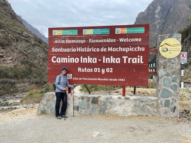 Lady hiker at the Inca trail start