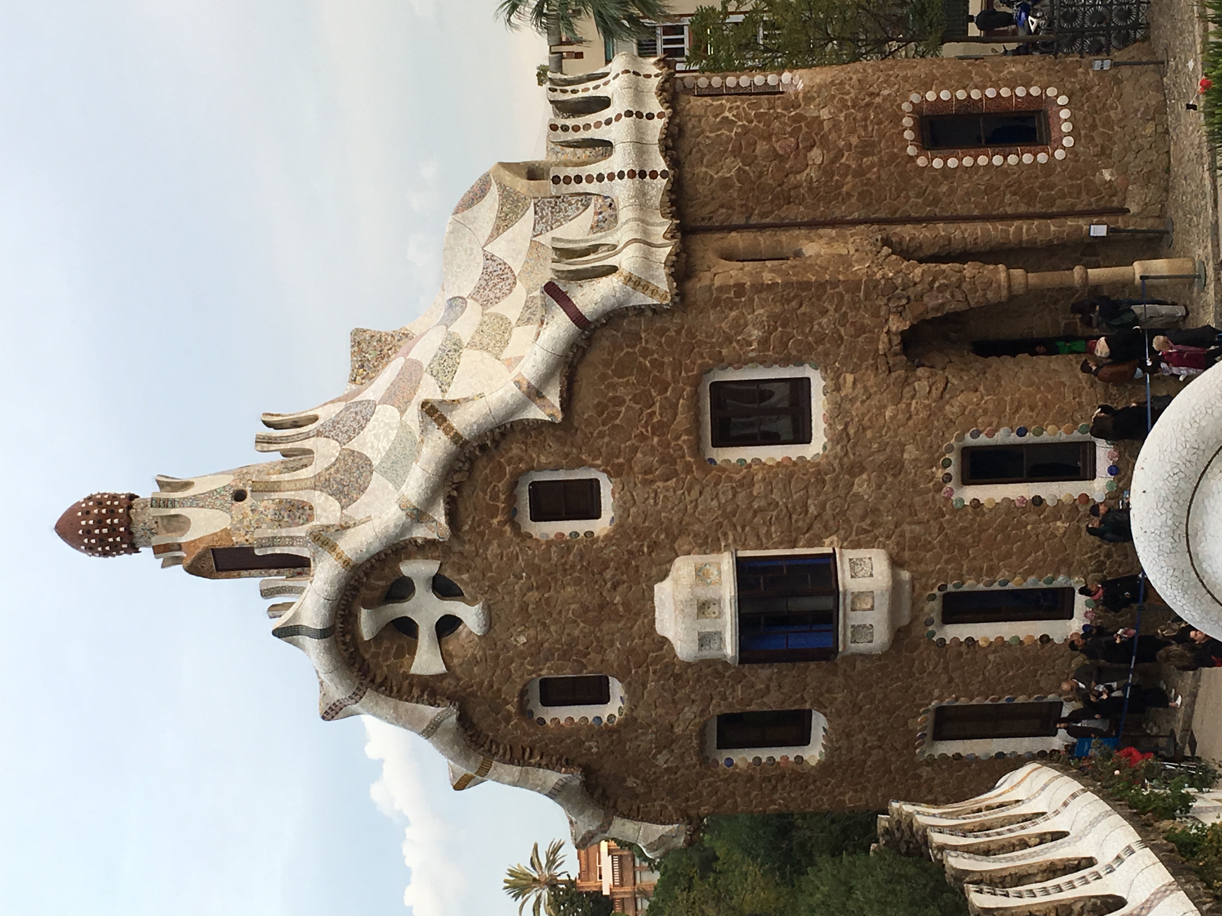 An image of the Gaudi-designed Porter's house in Parc Guell, Barcelona, Spain.