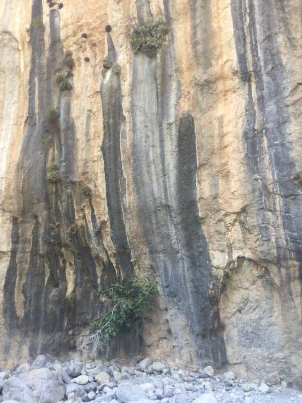 The canyon walls in Samaria Gorge