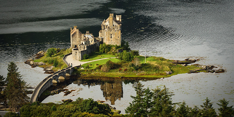 View of Eilean Donan Castle from the air