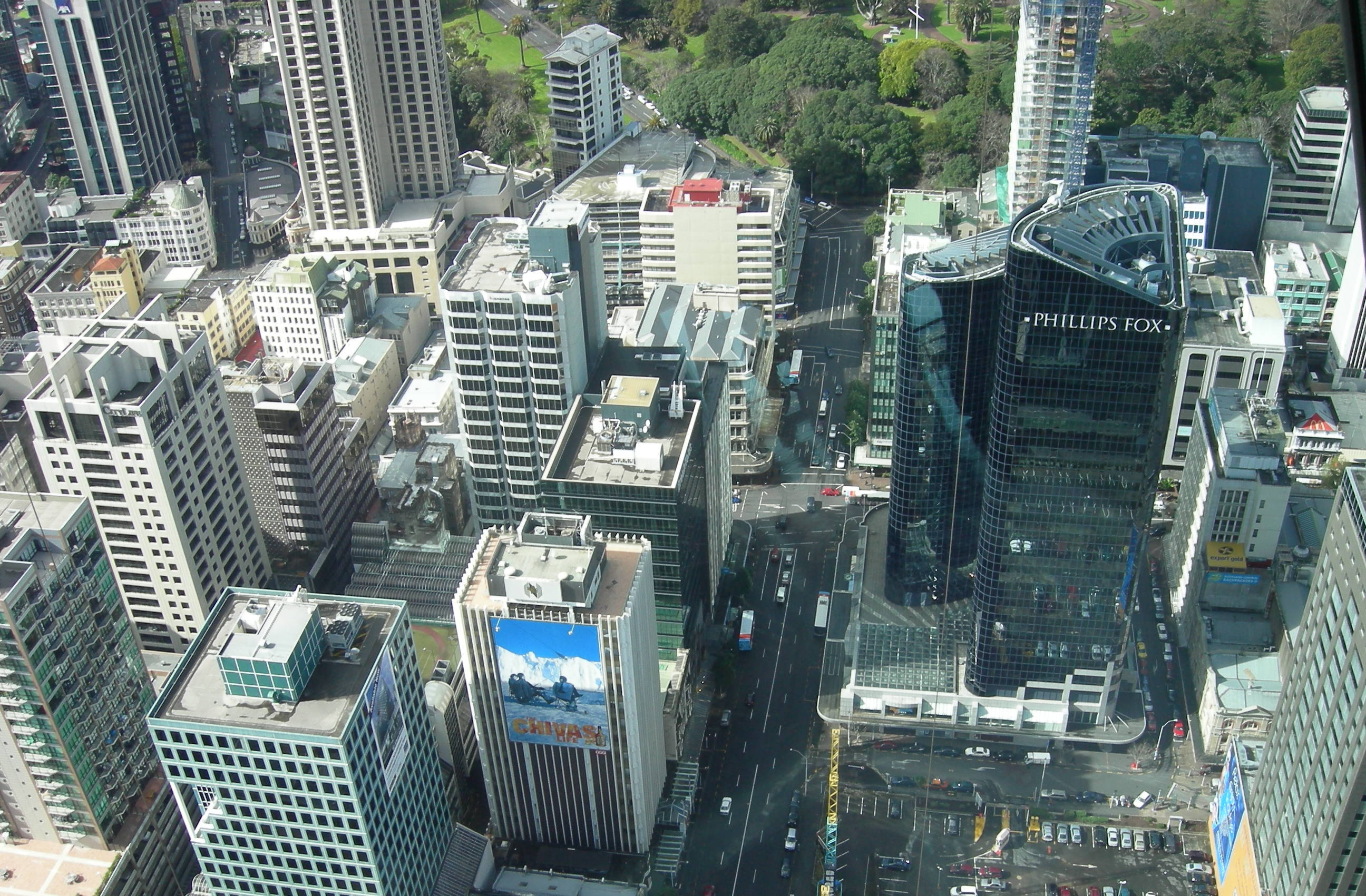 A view of Auckland from the top of the Sky Tower