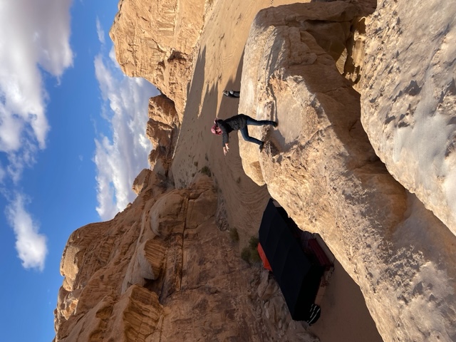 lady on a rock formation