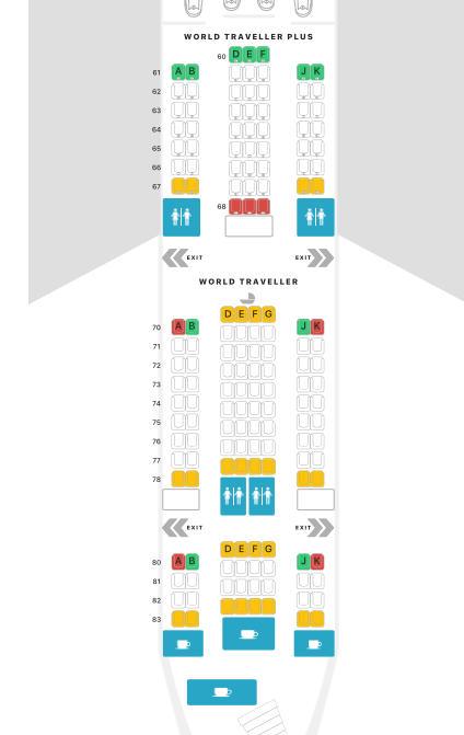 Airbus A380 seat map of premium Economy cabin