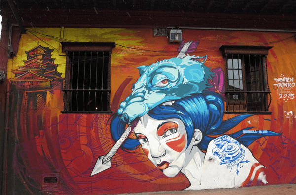 Bogota graffiti art of an Asian woman