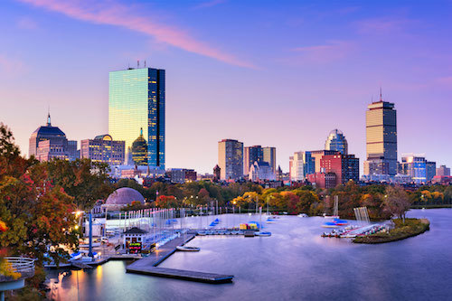 Boston City approaching sunset