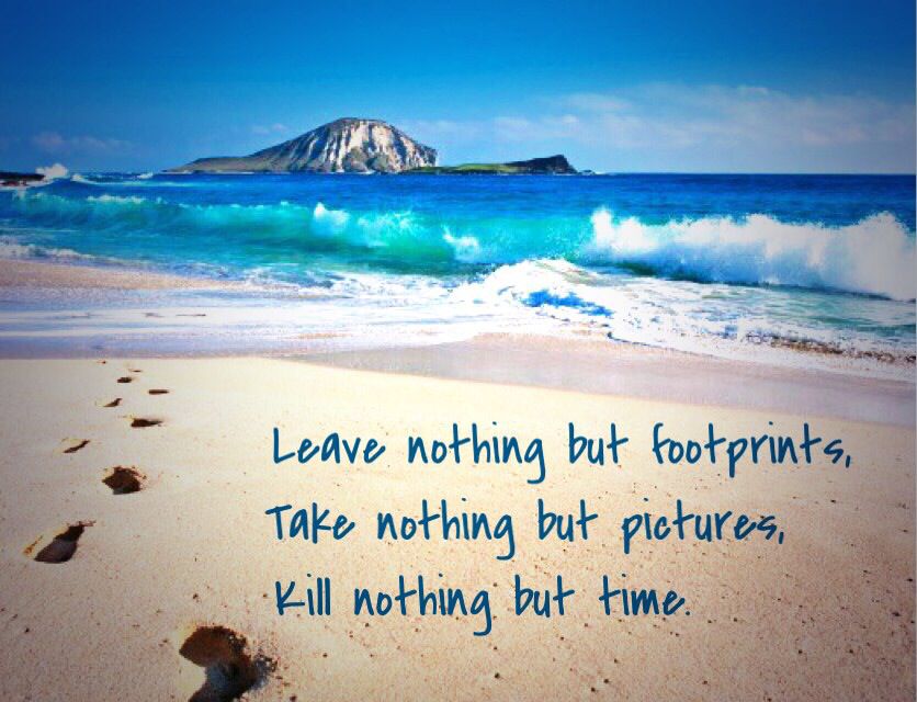leave nothing but footprints quote - beach scene with footprints in the sand