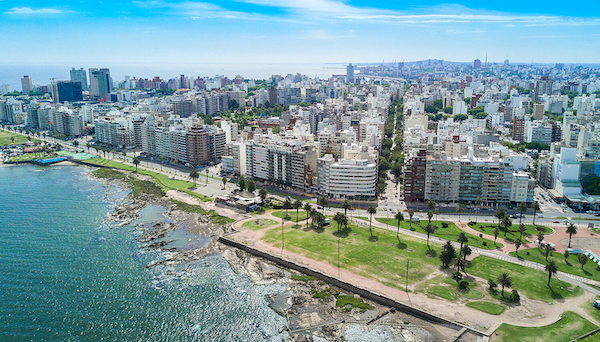 Montevideo in sunshine, from the air