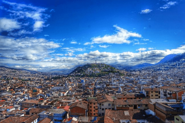 View over Quito city in bright sunshine