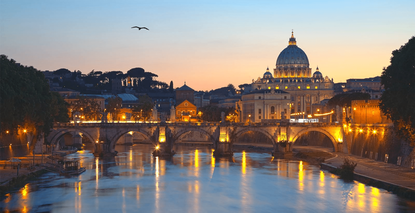 Romantic view of Rome at sunset