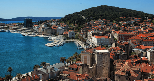 The port in Split, Croatia, bathed in sunshine