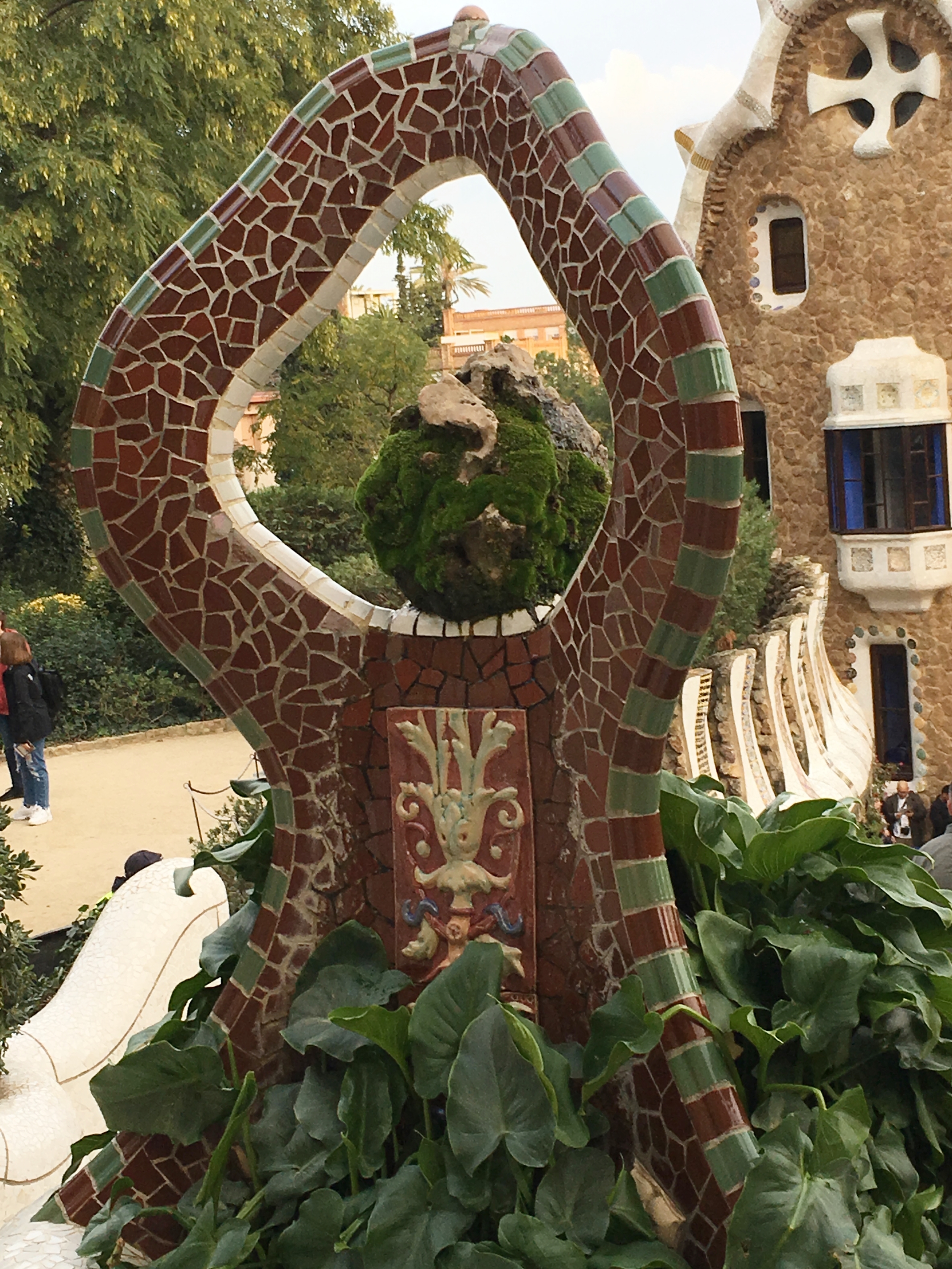 Tiled red circular sculpture