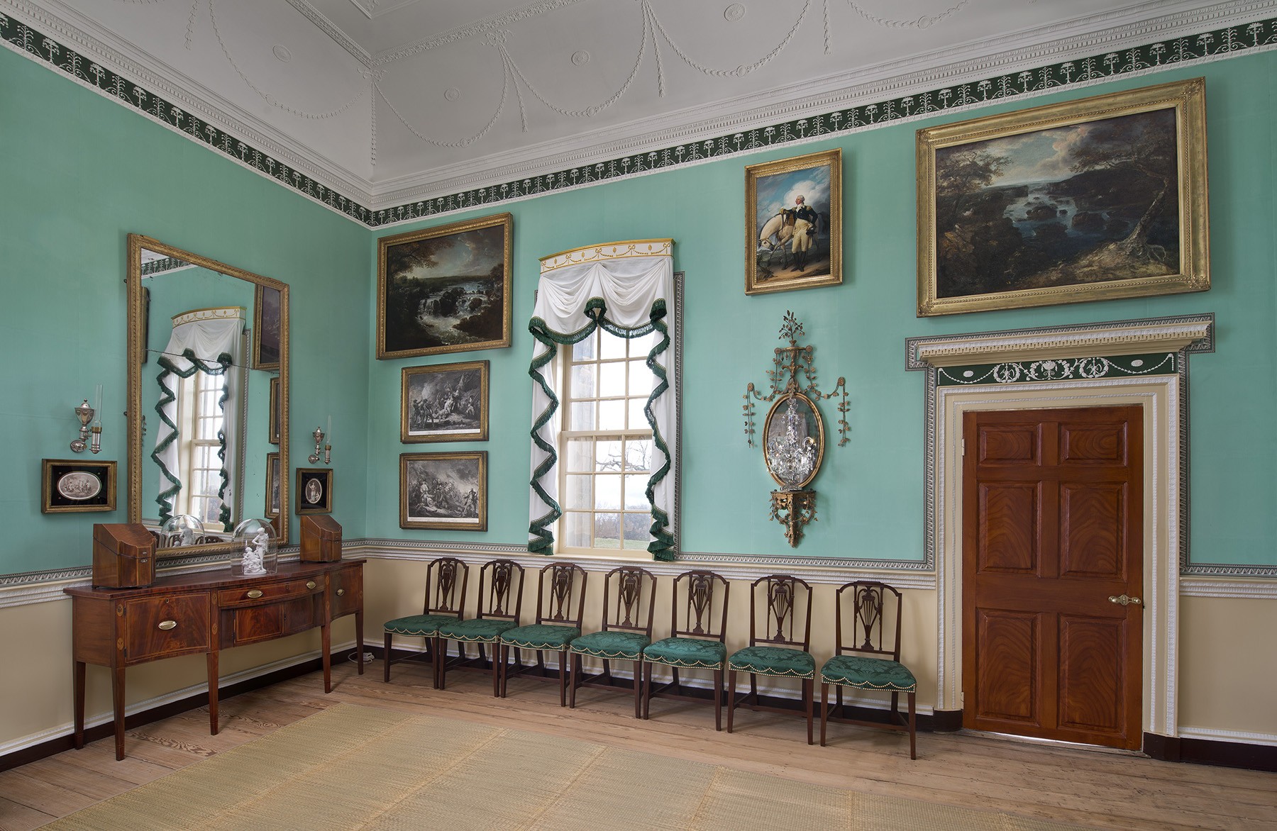 Interior salon at Mount Vernon, home of George Washington