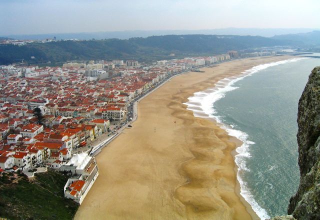 Nazare Beach and Town from the air