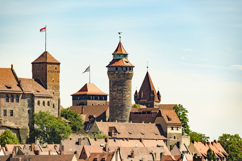 Towers of Nuremberg old town in the sun