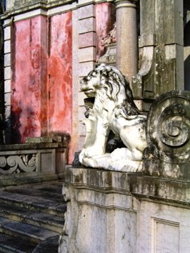 Statue of a lion outside the Queluz Palace