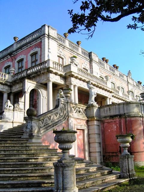 The steps up to Queluz National Palace in Sintra, Portugal