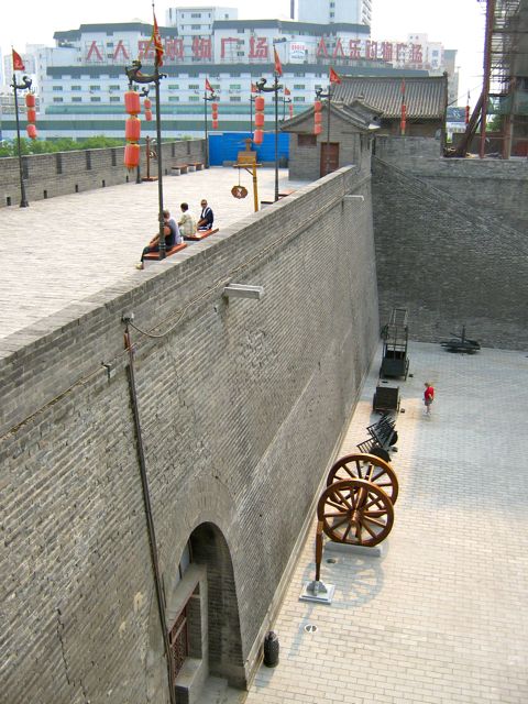Ancient wall guarding the old city of Xian - site of the Terra Cotta warriors