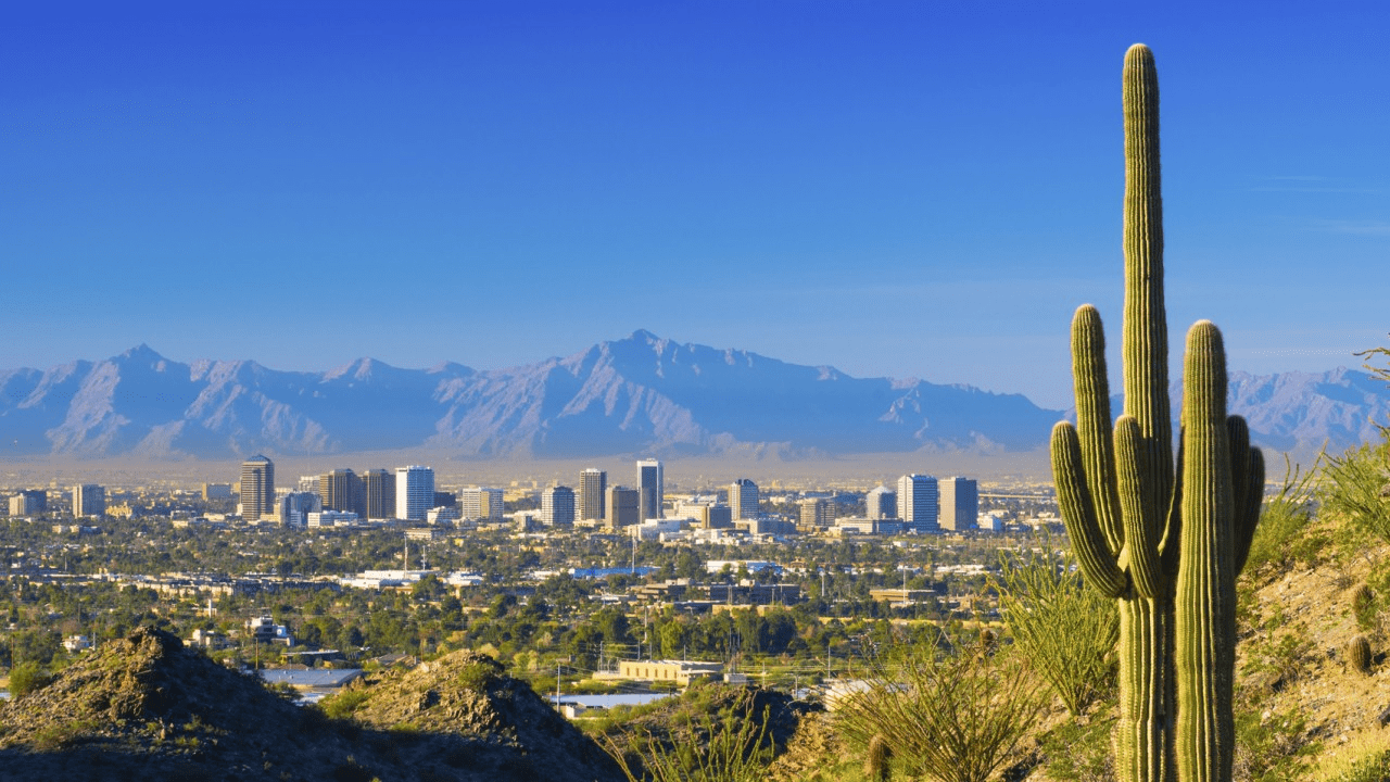 Phoenix city view in bright daylight