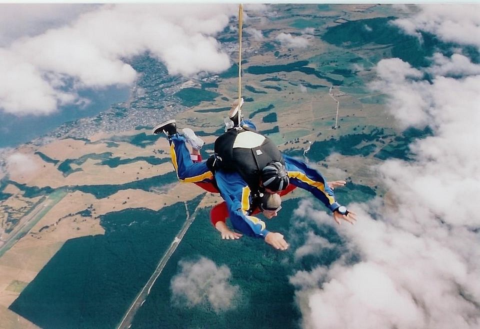 Tandem skydiving over New Zealand