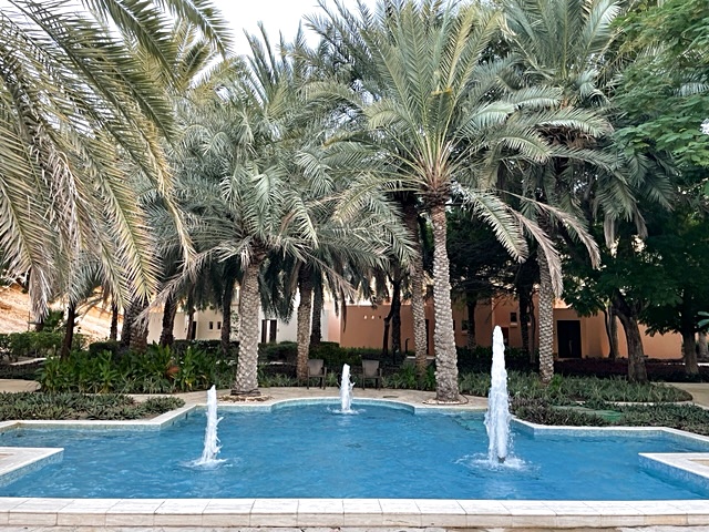 fountains and palm trees