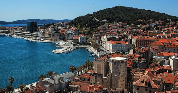 The port in Split, Croatia, bathed in sunshine