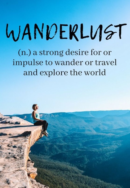 wanderlust quote - lady sitting on edge of a cliff
